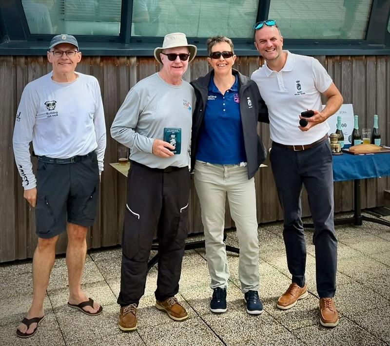 Rob Craigie and Deb Fish with RORC Vice Admiral Derek Shakespeare and RORC Sporting Director Ben Willows - 2026 Nautical Cloud Cherbourg Race (with JOG) - photo © Kristen Lloyd / RORC