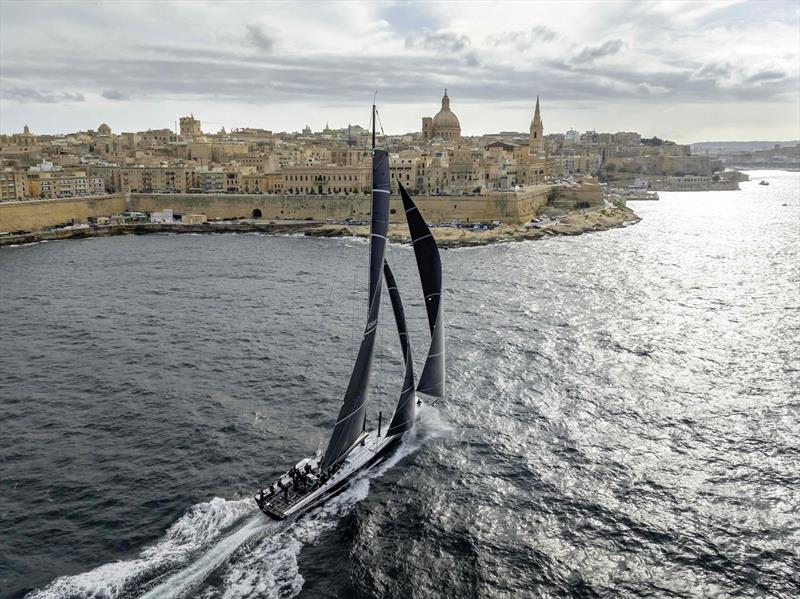 Remon Vos' Black Jack 100, skippered by Tristan Le Brun takes line honours in the 2026 Rolex Middle Sea Race - photo © Rolex / Kurt Arrigo
