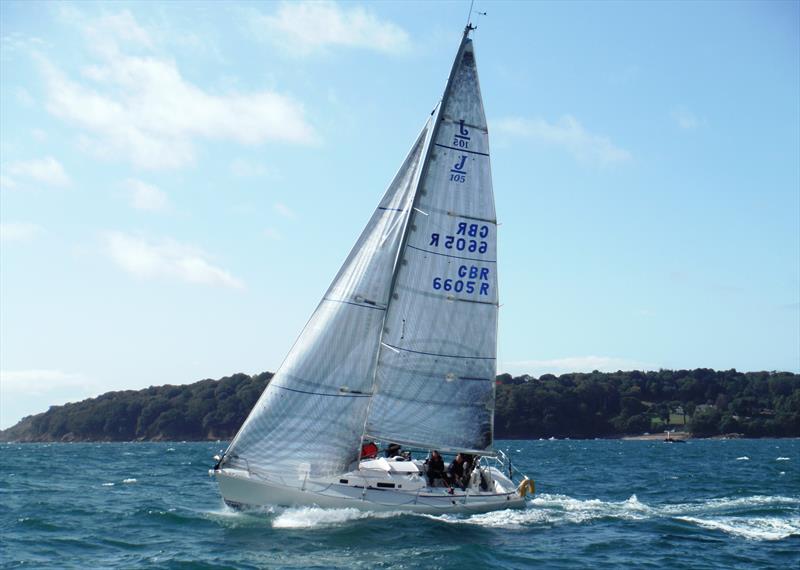 Jewel during the Jackson Yacht Services Bay Races 2019 photo copyright Bill Harris taken at Royal Channel Islands Yacht Club and featuring the J105 class