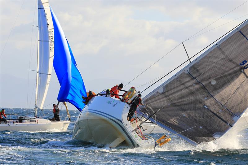Mojito and Jac Y Do battling the strong winds in the Pwllheli Challenge - photo © Andy Green / www.greenseaphotography.co.uk