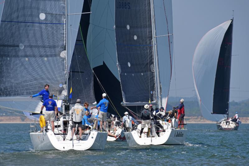 Close racing for the two J/109s Jiraffe and Jubilee - 2018 Vice Admiral's Cup photo copyright Rick Tomlinson taken at Royal Ocean Racing Club and featuring the J109 class