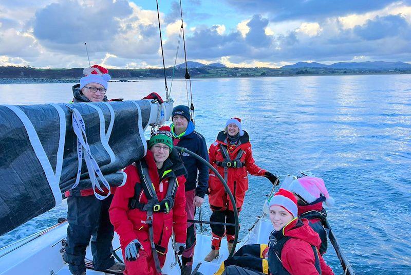 Santa hats aplenty during Pwllheli Winter Series week 3 photo copyright Peter Dunlop taken at Pwllheli Sailing Club and featuring the J109 class