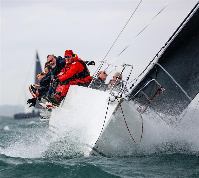 The J109 'Blast on Chimaera' crew return to harbour when strong winds cancelled the first races of Ireland's biggest sailing event at the Volvo Dun Laoghaire Regatta on Dublin Bay photo copyright Bob Bateman taken at Royal Irish Yacht Club and featuring the J109 class