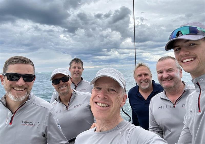 Ginan Crew all smiles taking the win for the 2nd West Offshore Products Coastal Sprint - 2023 Coastal Championship photo copyright Nigel Jones taken at Ocean Racing Club of Victoria and featuring the J111 class