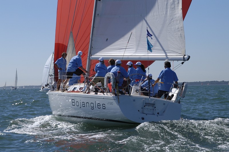 J120 racing on day 1 of Skandia Cowes Week photo copyright Simon Ranshaw / www.SailPhoto.co.uk taken at Cowes Combined Clubs and featuring the J120 class