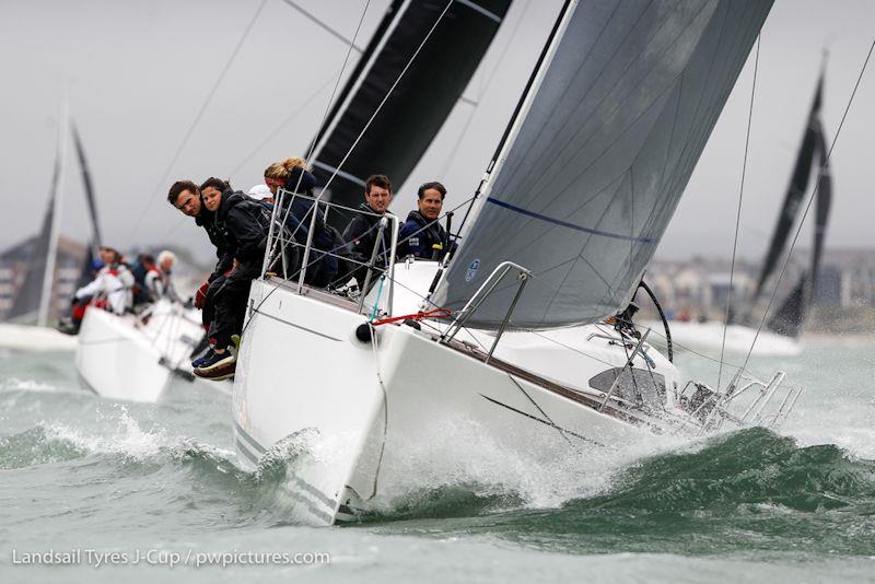 Juno powering their way to victory in class at the 2020 Landsail Tyres J-Cup photo copyright Landsail Tyres J-Cup / www.pwpictures.com taken at Royal Ocean Racing Club and featuring the J/122 class