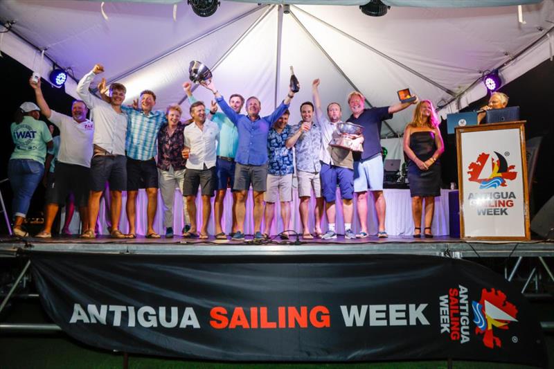 Team El Ocaso accept the Lord Nelson Trophy at the final prizegiving - Antigua Sailing Week - photo © Paul Wyeth / pwpictures.com