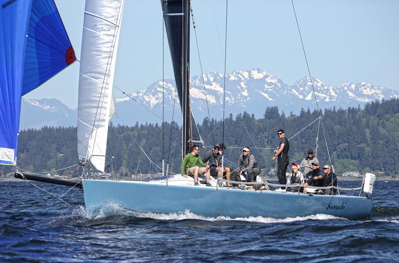 Hamachi struts her stuff in light airs and sunshine on the waters of Puget Sound photo copyright Image courtesy of Hamachi/Jan Anderson taken at Corinthian Yacht Club of Seattle and featuring the J133 class