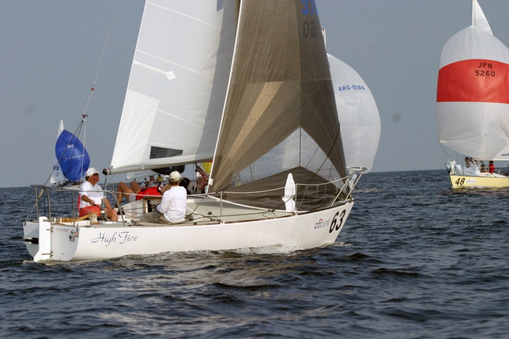 Dave Curtis leads after day 1 at Citibank J/24 worlds photo copyright Andrea Watson taken at Noroton Yacht Club and featuring the J/24 class