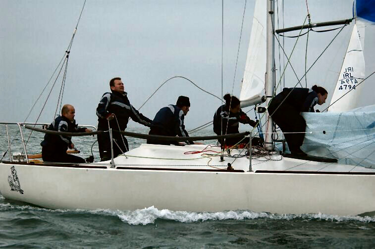 The 'Scandal' team of Andrew Algeo, Ben Cooke, Craig Mitchell, Laura Fitzpatrick and Emma Lovegrove narrowly win the Irish J/24 Northerns photo copyright Nigel Fitzpatrick taken at Carrickfergus Sailing Club and featuring the J/24 class
