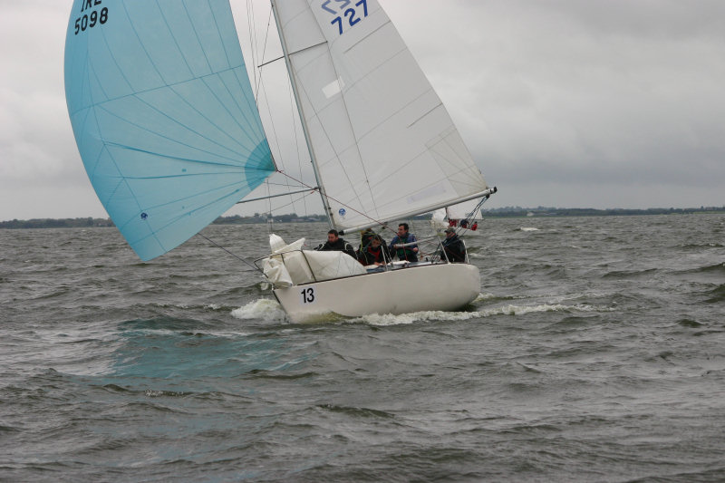Stefan Hyde's team on 'Nautigirl' win the J/24 Irish nationals photo copyright Walter Johnston taken at Lough Neagh Sailing Club and featuring the J/24 class