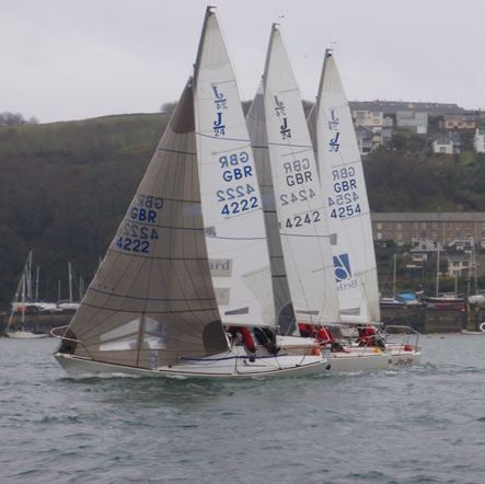 Racing in the J24 Fowey Trophy photo copyright Simon Heap taken at Fowey Gallants Sailing Club and featuring the J/24 class