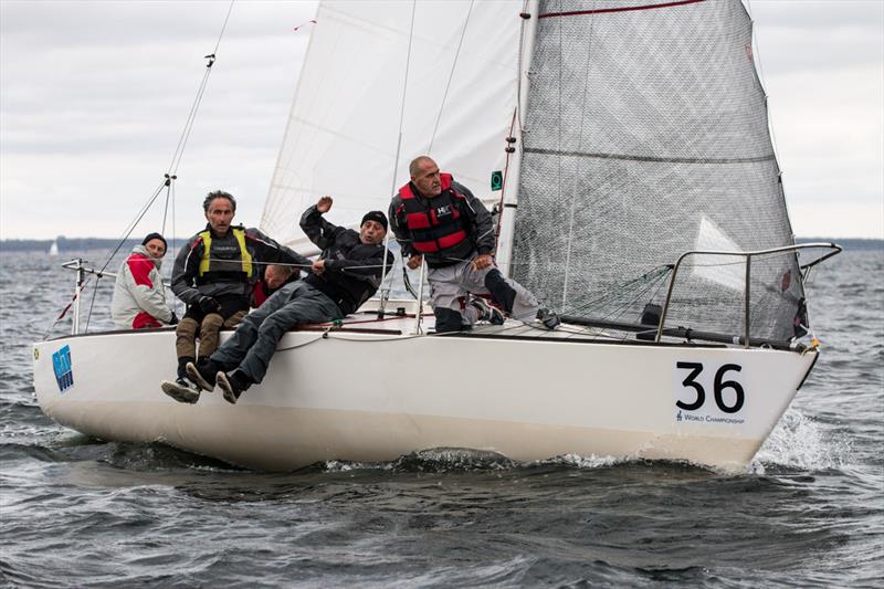 Pietro Dimanti's team on J/24 Worlds day 2 at Boltenhagen, Germany photo copyright Pepe Hartmann / J/24 worlds taken at Norddeutscher Regatta Verein and featuring the J/24 class