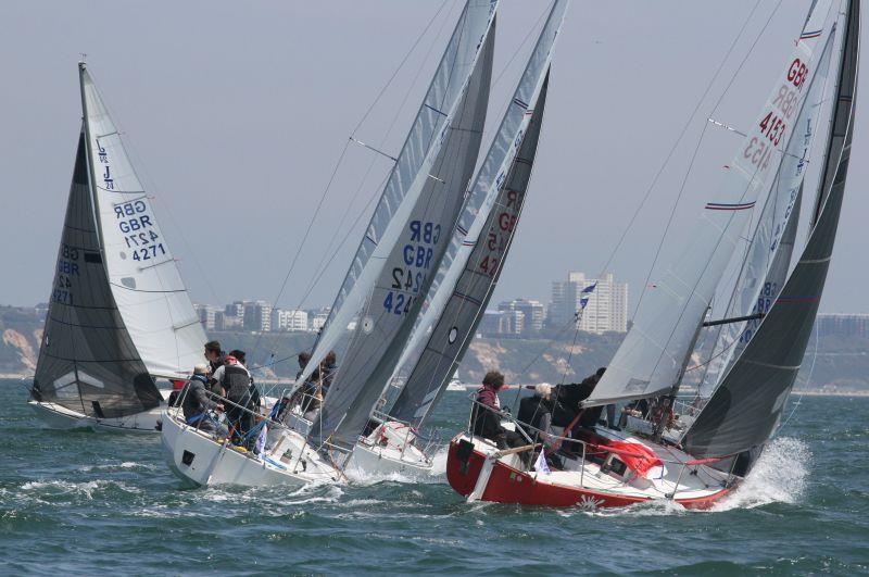 J/24 course on day 2 of the International Paint Poole Regatta photo copyright Mark Jardine taken at Parkstone Yacht Club and featuring the J/24 class