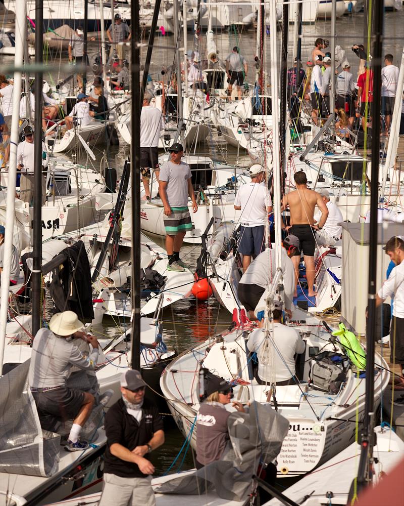 Organized chaos on the dock at Sperry Charleston Race Week 2017 photo copyright Charleston Race Week / Meredith Block taken at Charleston Yacht Club and featuring the J/24 class