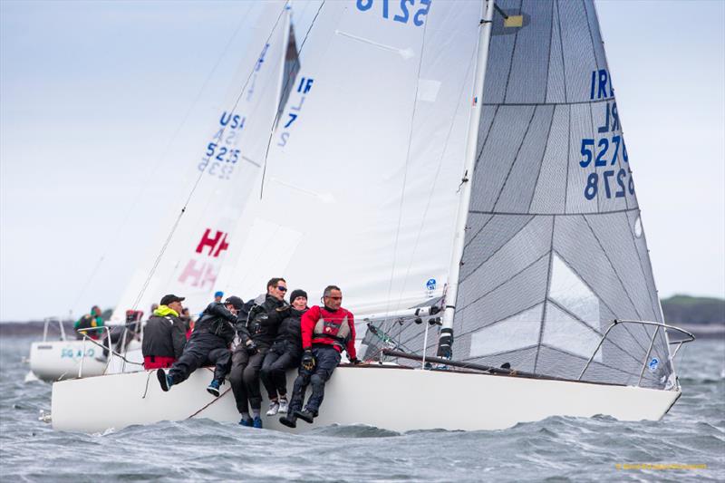 JP McCaldin and the crew of Jamais Encore from Lough Erne win the Mespil Hotel J/24 Irish Nationals at Sligo photo copyright David Branigan / Oceansport taken at Sligo Yacht Club and featuring the J/24 class