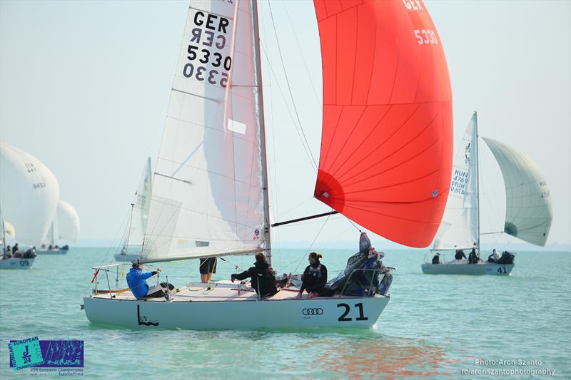 J/24 European at Lake Balaton day 2 photo copyright Aron Szanto taken at Balatonfüredi Yacht Club and featuring the J/24 class