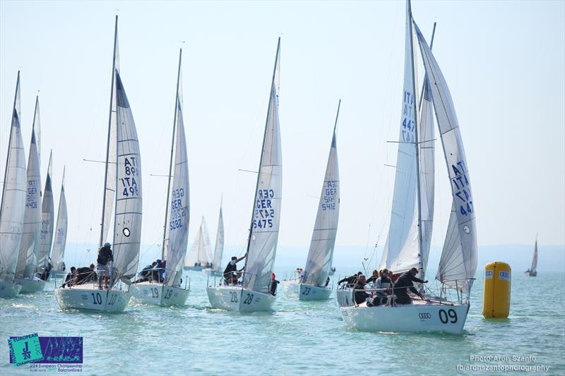 J/24 European at Lake Balaton day 2 photo copyright Aron Szanto taken at Balatonfüredi Yacht Club and featuring the J/24 class