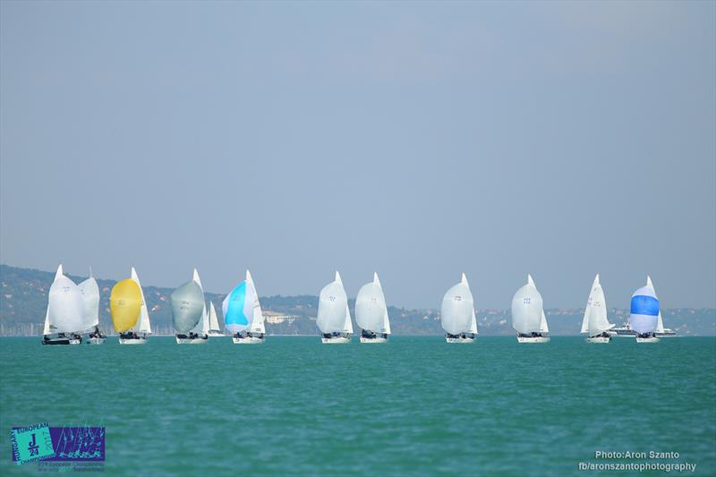 J/24 European at Lake Balaton day 2 photo copyright Aron Szanto taken at Balatonfüredi Yacht Club and featuring the J/24 class