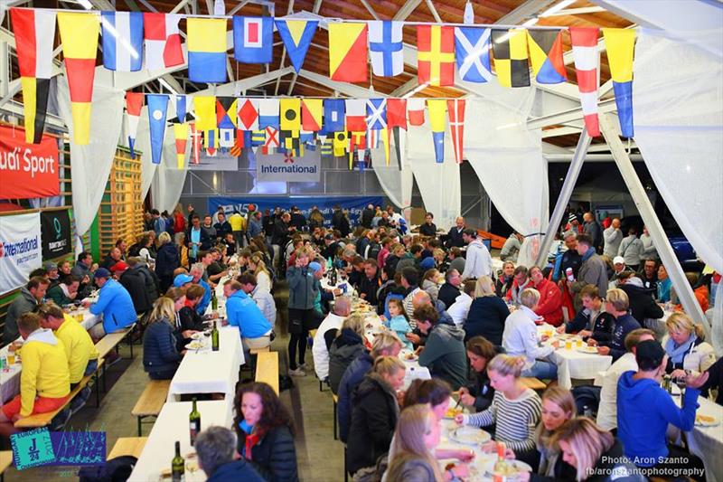 J/24 European at Lake Balaton prize giving photo copyright Aron Szanto taken at Balatonfüredi Yacht Club and featuring the J/24 class