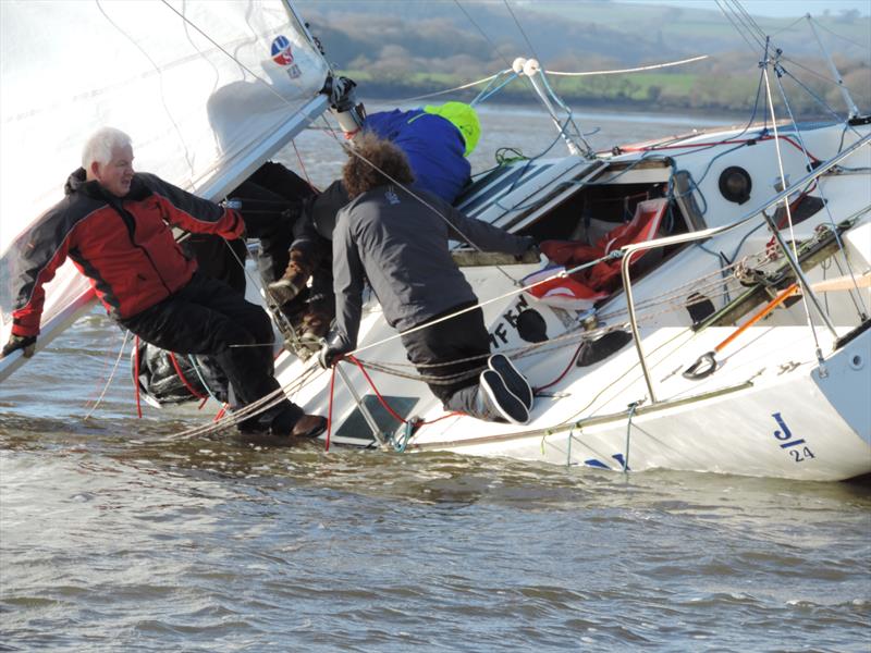 J24 Guffin aground during the Saltash Sailing Club New Year's Day Race - photo © Trevor Bardwell-Jones