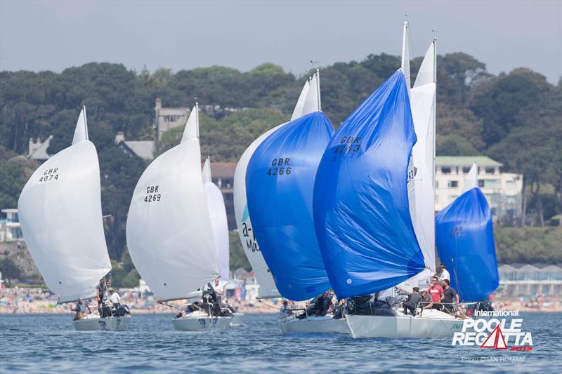 Tight racing in the J/24 class at the International Paint Poole Regatta 2018 - photo © Ian Roman / International Paint Poole Regatta