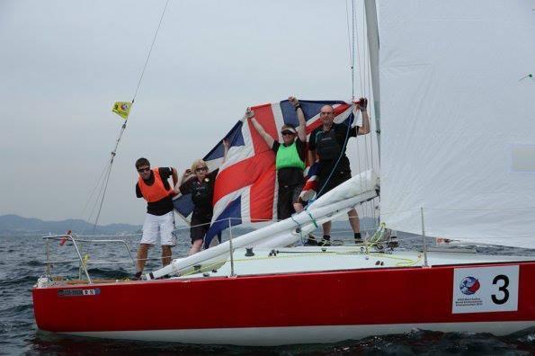 Gold for Lucy Hodges' B2 team at the 2013 IFDS Blind Sailing Worlds photo copyright Seabornia Yacht Club taken at Seabornia Yacht Club and featuring the J/24 class