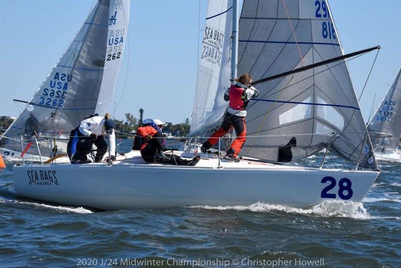 Day 1 - 2020 J/24 Midwinter Championship photo copyright Christopher Howell taken at Eau Gallie Yacht Club and featuring the J/24 class