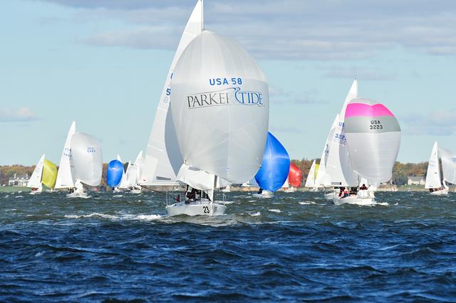 J/24s lit up under kites and a good breeze - photo © Image courtesy of the 2020 J/22 and J/24 East Coas