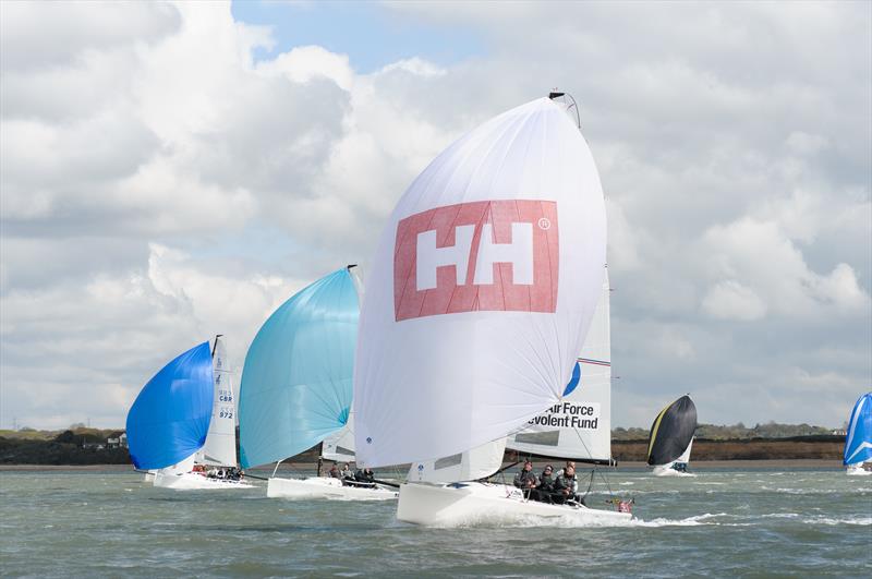 J70 RAF Ben Fund leads Injunction and Yeti on weekend 2 of the Crewsaver Warsash Spring Championship photo copyright Iain McLuckie taken at Warsash Sailing Club and featuring the J70 class