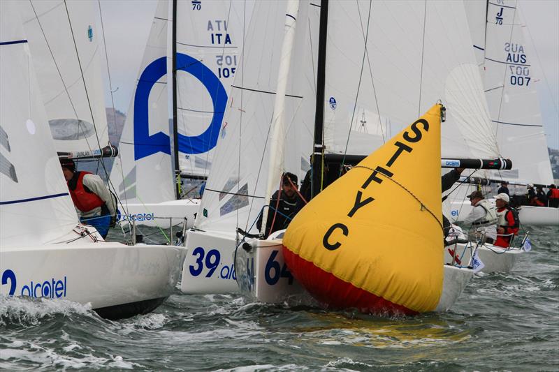 Alcatel J/70 Worlds in San Francisco day 3 photo copyright Chris Ray taken at St. Francis Yacht Club and featuring the J70 class