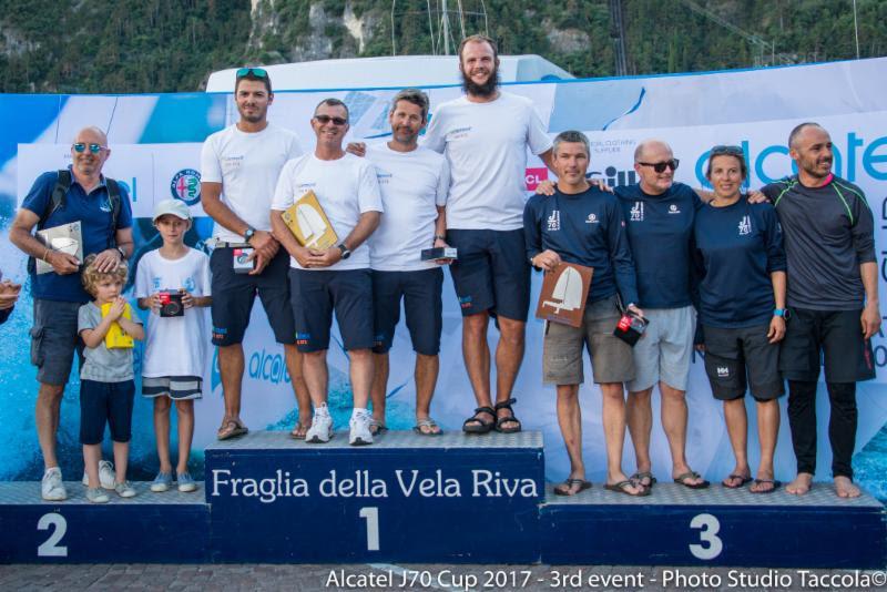 Corinthian podium in the Alcatel J/70 Cup Event 3 at Fraglia Vela Riva photo copyright Studio Taccola taken at Fraglia Vela Riva and featuring the J70 class