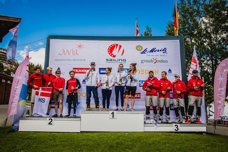 Podium at the SAILING Champions League in St. Moritz photo copyright SCL / David Pichler taken at Segel-Club St. Moritz and featuring the J70 class