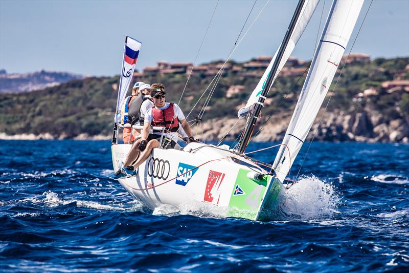 Lord of the Sail on day 2 of the Audi SAILING Champions League Final photo copyright SCL / Lars Wehrmann taken at Yacht Club Costa Smeralda and featuring the J70 class