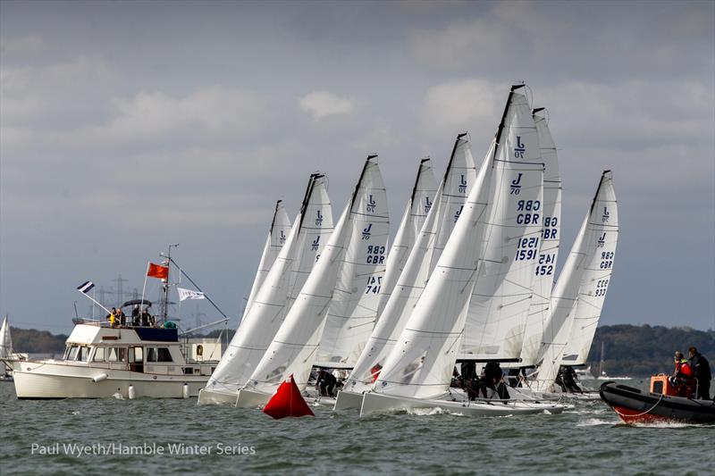 J70 Start during HYS Hamble Winter Series Race Week 3 - photo © Paul Wyeth / www.pwpictures.com