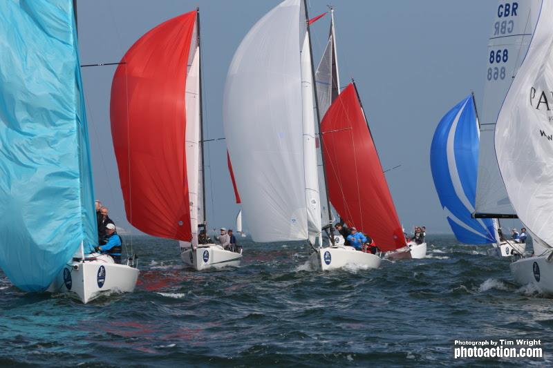 Downwind action in the J/70 Class at the Landsail Tyres J-Cup photo copyright Tim Wright / www.photoaction.com taken at  and featuring the J70 class