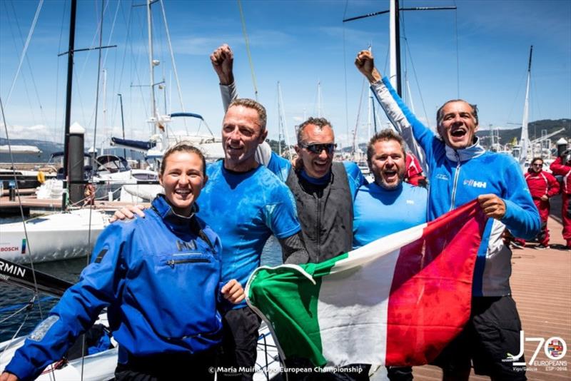 Enfant Terrible Crew: Alberto Rossi, Branco Bircin, Andrea Felci, Stefano Rizzi, Bianca Cirugnola photo copyright María Muiña / J/70 European Championship taken at Real Club Náutico de Vigo and featuring the J70 class