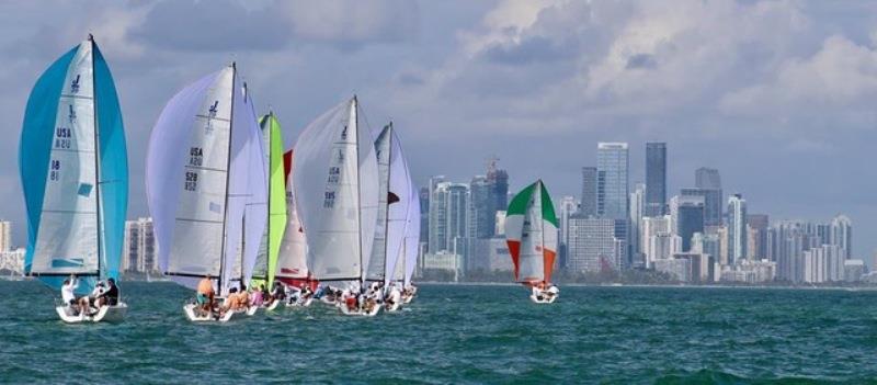 J70 start - 2018 Bacardi Invitational Winter Series photo copyright Kathleen Tocke taken at Key Biscayne Yacht Club and featuring the J70 class