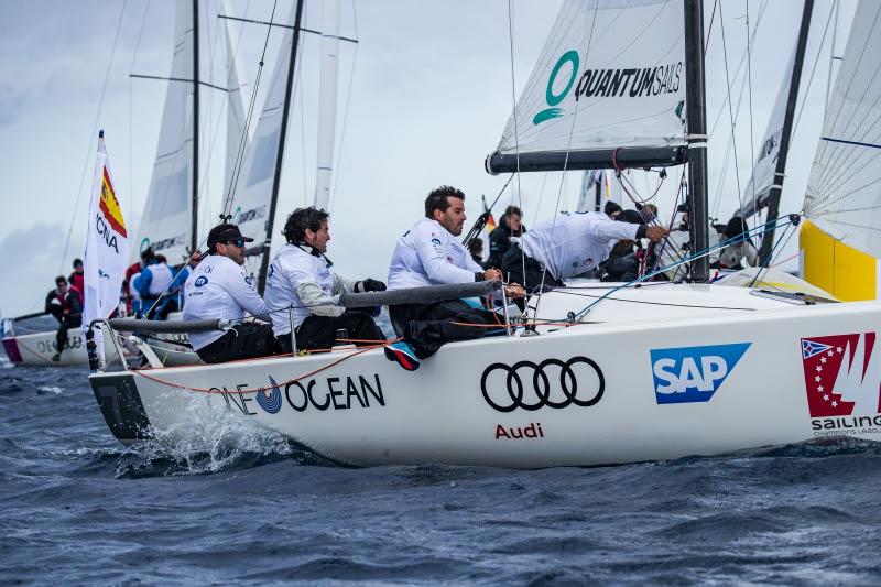 The team from Club Náutico Arrecife, currently leaders overall - Audi SAILING Champions League Final 2020 photo copyright SAILING Champions League / Sailing Energy taken at Yacht Club Costa Smeralda and featuring the J70 class