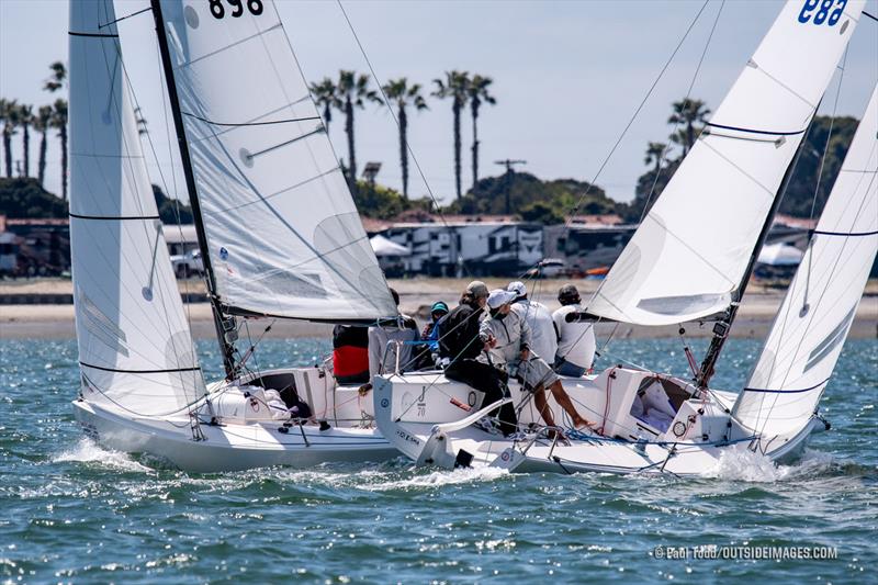 J/70 teams enjoy close racing on South San Diego Bay on the third and final day of the Helly Hansen Sailing World Regatta San Diego photo copyright Paul Todd/Outside Images taken at San Diego Yacht Club and featuring the J70 class