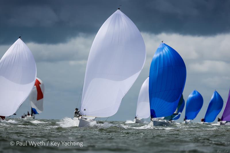 J70 fleet on day 1 of the Key Yachting J-Cup 2022 photo copyright Paul Wyeth / Key Yachting taken at Royal Ocean Racing Club and featuring the J70 class