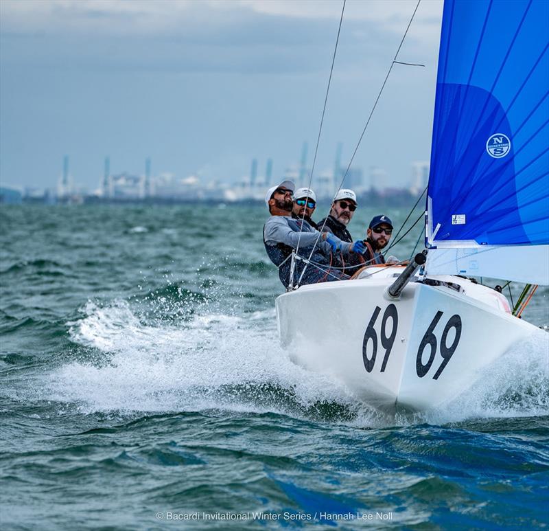 John Heaton's team on 'Empeiria' race to victory in the J/70 - Bacardi Winter Series Event 2 photo copyright Hannah Lee Noll taken at  and featuring the J70 class