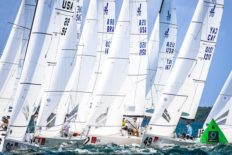 Tight J/70 racing at the 2022 Bacardi Invitational Regatta photo copyright Martina Orsini taken at Shake-A-Leg Miami and featuring the J70 class