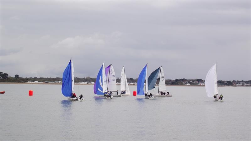 J70s at the leeward mark during the Warsash Spring Championships Second Weekend photo copyright Peter Knight taken at Warsash Sailing Club and featuring the J70 class