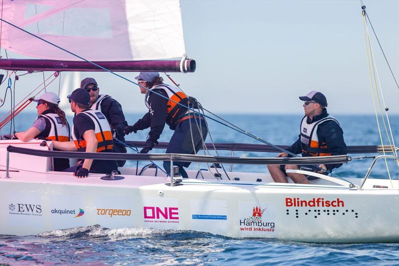 Marvin Hamm steered the inclusive J/70 `Blindfisch` 2022 to a respectable 30th place - photo © Christian Beeck / Kieler Woche