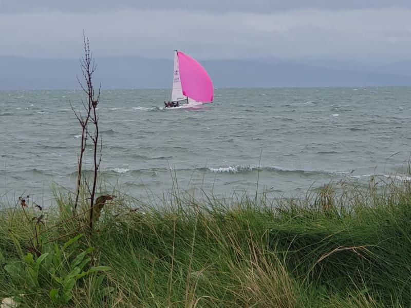 Joskin taking the lead at speed as seen from the beach - Pwllheli Autumn Challenge Series week 4 photo copyright Dave Leather taken at Plas Heli Welsh National Sailing Academy and featuring the J70 class