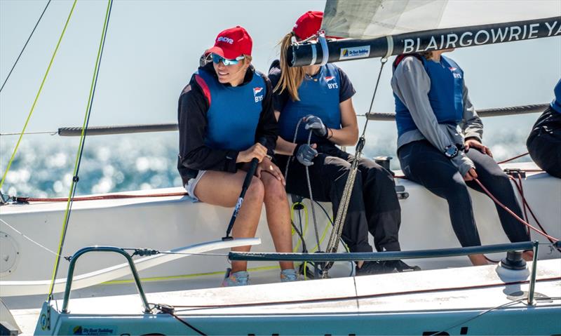 Laura Harding and her BYS team lead the regatta after the first day - 2024 Women's Sportsboat Regatta photo copyright Alex Dare / Down Under Sail taken at Blairgowrie Yacht Squadron and featuring the J70 class