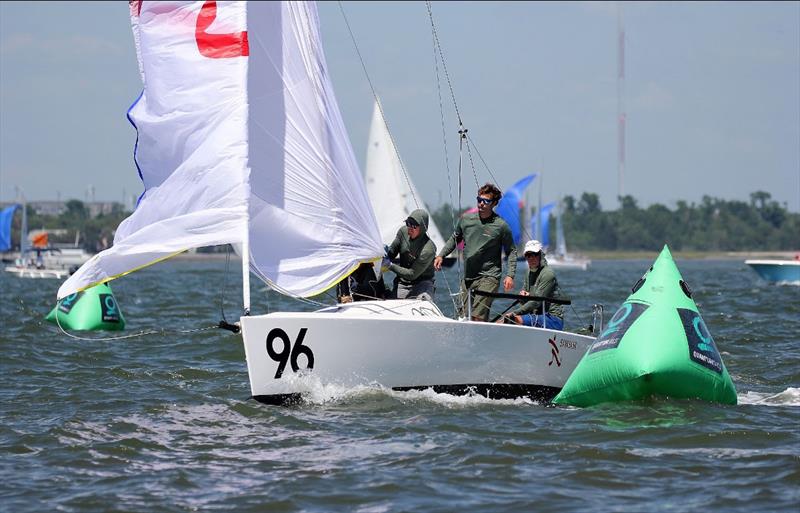 Brian Keane aboard Savasana looks to defend his title in the intensely competitive, 42-strong J/70 fleet at Charleston Race Week 2024 at Patriots Point - photo © Priscilla Parker / CRW 2023