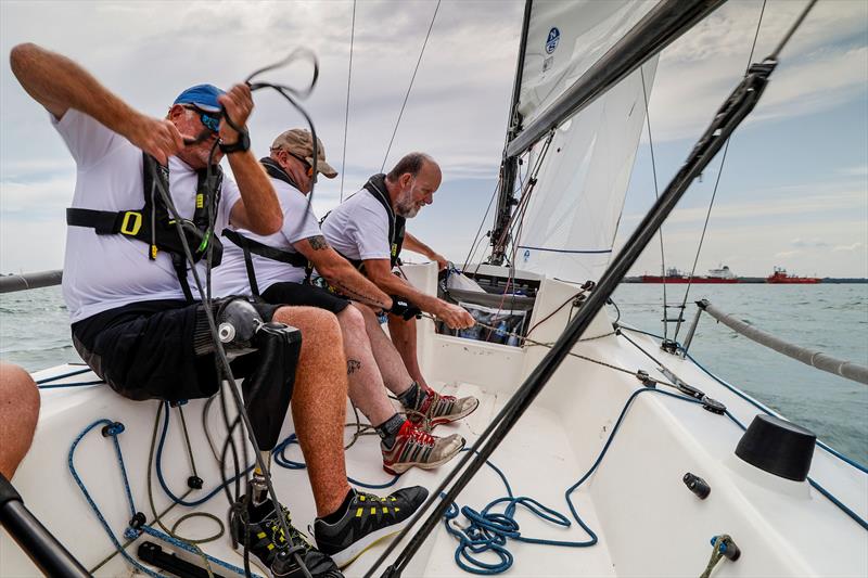 Stride Forward's pre-Cowes training - Pulling in the main sheet - photo © Paul Wyeth / www.pwpictures.com