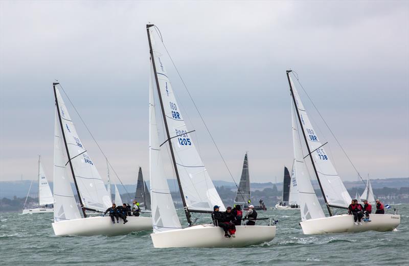 J70 fleet on Day 2 of Cowes Week 2025 photo copyright Martin Augustus / www.sailingimages.co.uk taken at Cowes Combined Clubs and featuring the J70 class